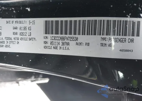 2015 Chrysler 200 Limited from USA, damaged, VIN 1C3CCCAB6FN725530